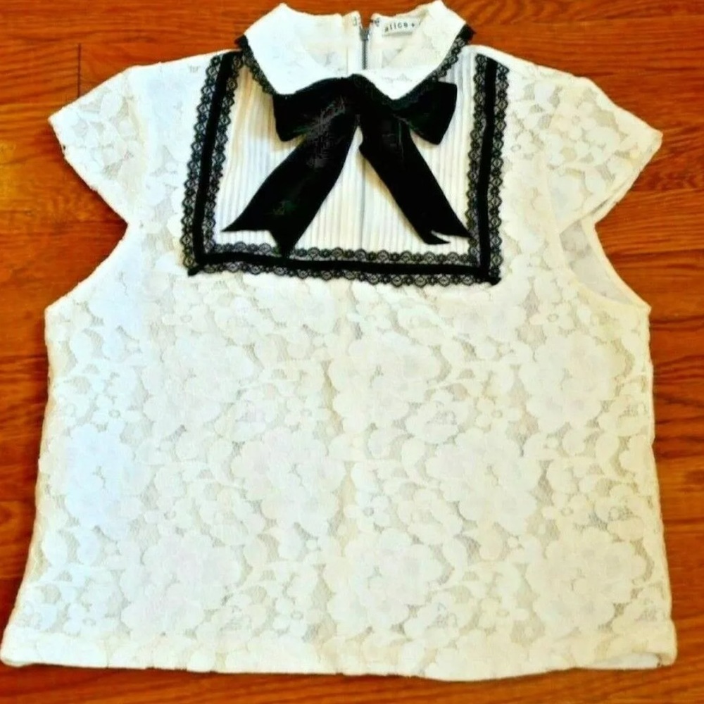 Alice + Olivia Lace Crop Top with Bow